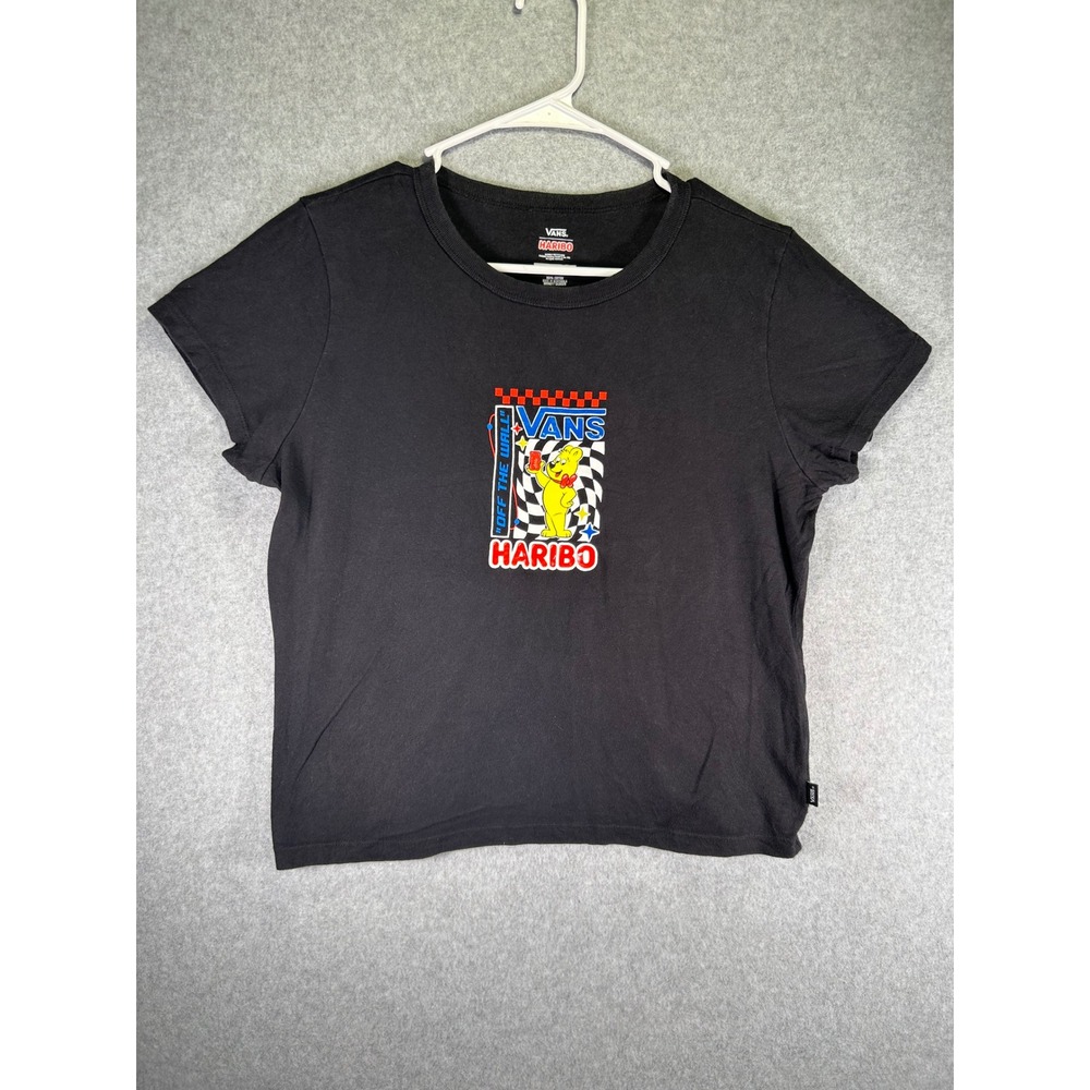 Fit Med*Vans Haribo Womens XL Crop T Shirt Black Graphic Tee Boxy Fit Cotton